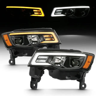 ANZO Projector Headlights w/ Plank Style Switchback (Black): Jeep Grand Cherokee 2017 - 2021