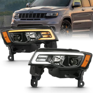 ANZO Projector Headlights w/ Plank Style Switchback (Black): Jeep Grand Cherokee 2017 - 2021