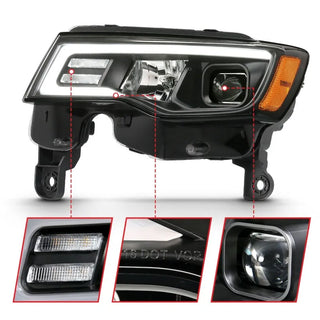 ANZO Projector Headlights w/ Plank Style Switchback (Black): Jeep Grand Cherokee 2017 - 2021