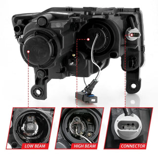 ANZO Projector Headlights w/ Plank Style Switchback (Black): Jeep Grand Cherokee 2017 - 2021