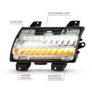 ANZO LED Fender Lights Sequential Signals (F&R): Jeep Wrangler JL / Gladiator JT 2018-2024 w/ Chrome - Clear
