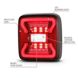 ANZO LED Tail Lights (Black): Jeep Wrangler JL 2018 - 2025