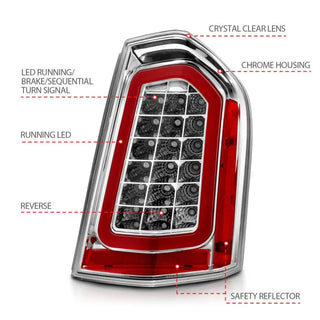 ANZO Sequential LED Taillights (Chrome): Chrysler 300 2011 - 2014