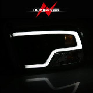 ANZO Plank Style Projector Headlights w/ Halo (Black): Dodge Ram 1500 2009 - 2018