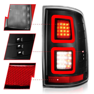 ANZO LED Tail Lights (Black): Dodge Ram 2009 - 2018 (1500, 2500, 3500)