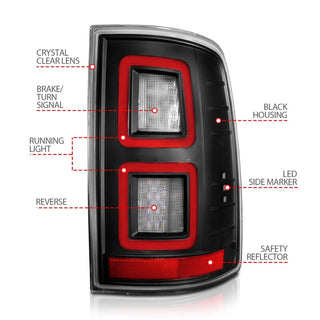 ANZO LED Tail Lights (Black): Dodge Ram 2009 - 2018 (1500, 2500, 3500)
