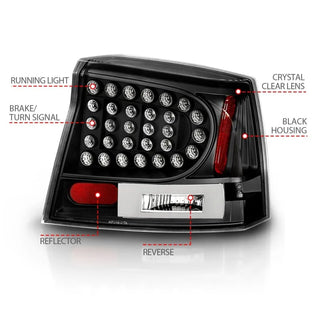 ANZO LED Tail Lights (Black): Dodge Charger 2006 - 2008