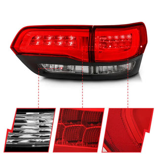 ANZO LED Tail Lights (Red/Clear): Jeep Grand Cherokee 2014 - 2021