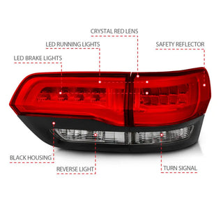 ANZO LED Tail Lights (Red/Clear): Jeep Grand Cherokee 2014 - 2021