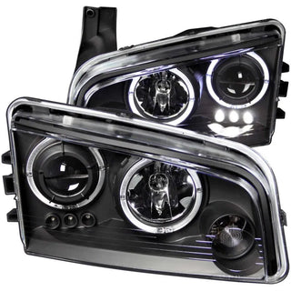 ANZO Halogen Projector Headlights w/ Halo (Black): Dodge Charger 2006 - 2010