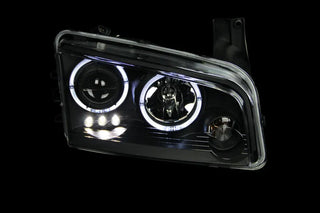 ANZO Halogen Projector Headlights w/ Halo (Black): Dodge Charger 2006 - 2010