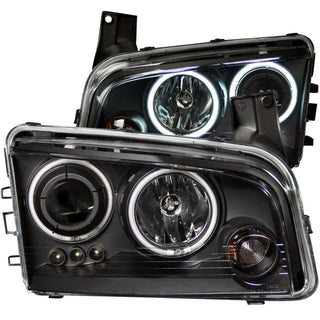 ANZO Projector Headlights w/ Halo (Black): Dodge Charger 2006 - 2010