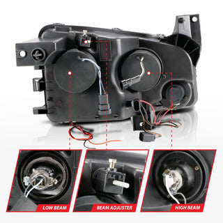 ANZO Projector Headlights w/ Halo (Black): Dodge Charger 2006 - 2010