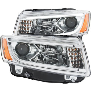 ANZO Projector Headlights w/ Plank Style (Chrome): Jeep Grand Cherokee 2014 - 2015