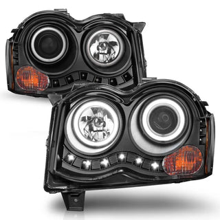 ANZO Projector Headlights w/ Halo (Black): Jeep Grand Cherokee 2008 - 2010