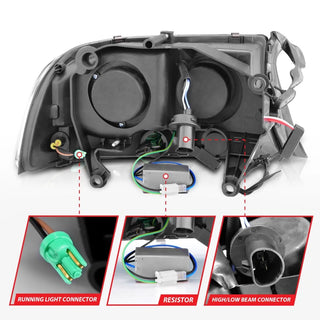 ANZO Projector Headlights w/ Halo (Black): Dodge Dakota 1997 - 2004