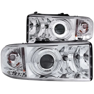 ANZO Projector Headlights w/ Halo (Chrome): Fits Most Dodge Ram Models (1994-2010)