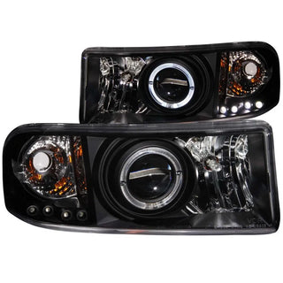 ANZO Projector Headlights w/ Halogen (Black): Dodge Ram 1994 - 2002 (1500, 2500, 3500)