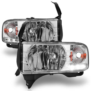 ANZO Crystal Headlights w/ LED (Chrome): Dodge Ram 1994 - 2002 (1500, 2500, 3500)