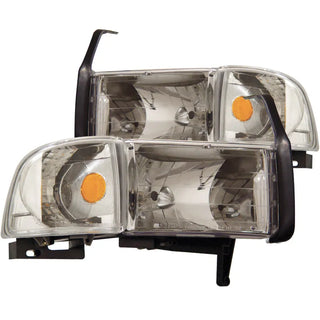ANZO Crystal Headlights (Chrome): Dodge Ram 1994 - 2002 (1500, 2500, 3500)