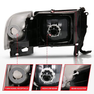 ANZO Crystal Headlights (Chrome): Dodge Ram 1994 - 2002 (1500, 2500, 3500)