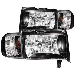 ANZO Crystal Headlights (Black): Dodge Ram 1994 - 2002 (1500, 2500, 3500)
