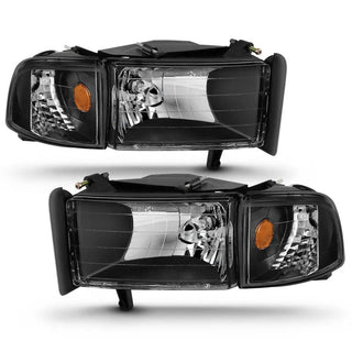 ANZO Crystal Headlights (Black): Dodge Ram 1994 - 2002 (1500, 2500, 3500)