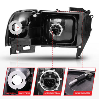 ANZO Crystal Headlights (Black): Dodge Ram 1994 - 2002 (1500, 2500, 3500)