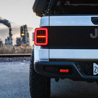 AlphaRex NOVA Prismatic LED Tail Lights (Black / Red): Jeep Gladiator 2020 - 2025