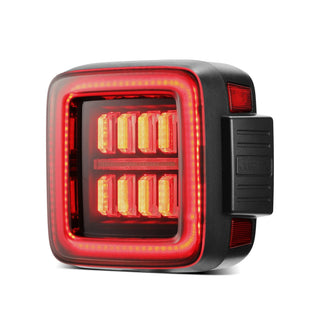 AlphaRex NOVA Prismatic LED Tail Lights (Black / Red): Jeep Wrangler 2018 - 2025
