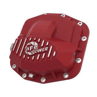 aFe Pro Series Front Diff Cover (Red w/Machined Fins): Jeep Gladiator / Wrangler 3.0L / 3.6L (18-25) w/ Dana M210