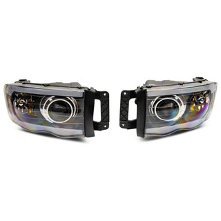 Raxiom LED Projector Headlights w/ Sequential LED Bar (FRONT): Fits Most Dodge Ram Models (2002-2010) - Black Housing