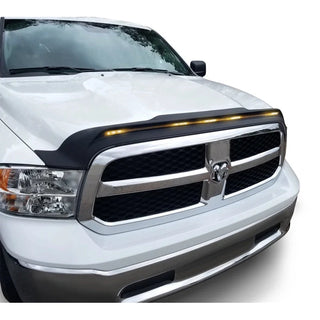AVS 2009-2018 Dodge Ram 1500 (Excl Sport / Rebel) Aeroskin Low Profile Hood Shield w/ Lights - Black