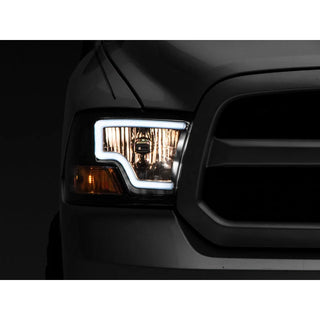 Raxiom LED Bar Headlights Black Housing (Clear Lens): Fits Most Dodge / Ram 1500 / 2500 / 3500 Models (2002-2018)