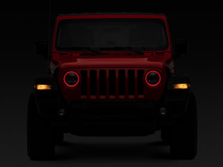 Raxiom Axial LED Headlights RGB Halo Black Housing: Jeep Wrangler JL 2018-2025 / Gladiator 2020-2025 6.4L 392 / 3.6L V6 / 3.0L EcoDiesel / 2.0L Turbo