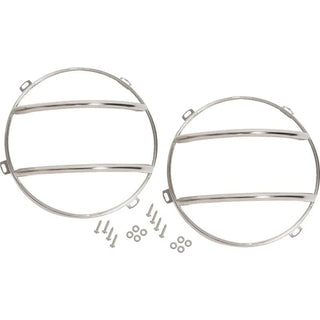Kentrol Polished Silver Euro Headlight Guards Pair: Jeep Wrangler JK 2007-2018