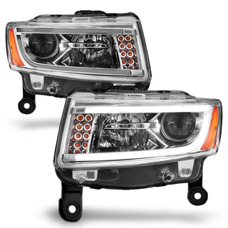 ANZO Projector Headlights w/ Plank Style (Chrome): Jeep Grand Cherokee 2014 - 2015