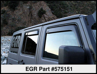 EGR In-Channel Window Visors Set of 4: Jeep Wrangler JK Unlimited (07-18) / Grand Cherokee (05-10) - Dark Smoke