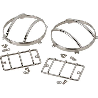 Kentrol Polished Silver Euro Light Guard Set: Jeep Wrangler TJ 1997-2006