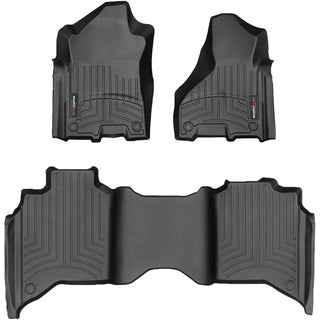 WeatherTech FloorLiner Front & Rear Floor Mats (Black): Ram 2500 & 3500 2019 - 2025 (w/ 1st Row Bucket)