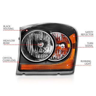 ANZO Crystal Headlights (Black): Dodge Durango 2004 - 2006