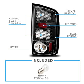 ANZO LED Tail Lights (Black): Dodge Ram 1500 2002 - 2005