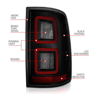 ANZO LED Tail Lights (Smoke): Dodge Ram 2009 - 2018 (1500, 2500, 3500)