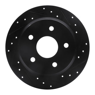 DFC 99-04 Jeep Grand Cherokee Rear Right Drilled & Slotted Black Brake Rotor