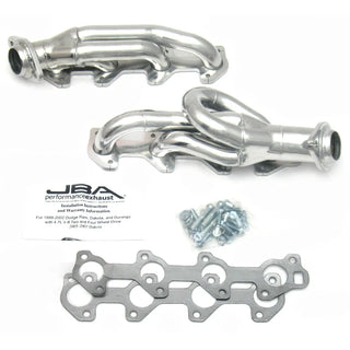 JBA Shorty Headers (Silver Ceramic): Dodge Dakota & Ram 4.7L V8 2004 - 2007