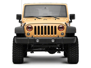 Raxiom 07-18 Jeep Wrangler JK 7-In LED Headlights- Red Housing- Clear Lens