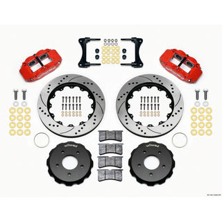 Wilwood Narrow Superlite 4-Piston Front Big Brake Kit (Red Calipers, Drilled 14" Rotors): Jeep Wrangler JK 2007 - 2018