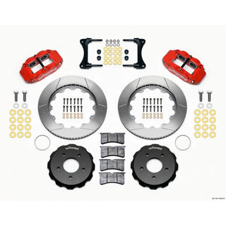 Wilwood Narrow Superlite 4-Piston Front Big Brake Kit (Red Calipers, Slotted 14" Rotors): Jeep Wrangler JK 2007 - 2018