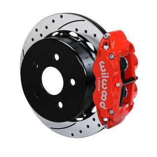 Wilwood Narrow Superlite 4-Piston Rear Big Brake Kit (Red Calipers, Drilled 12.88" Rotors): Jeep Wrangler JK 2007 - 2018