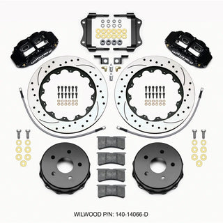 Wilwood Narrow Superlite 4-Piston Rear Big Brake Kit (Black Calipers, Drilled 14" Rotors): Jeep Wrangler JK 2007 - 2018